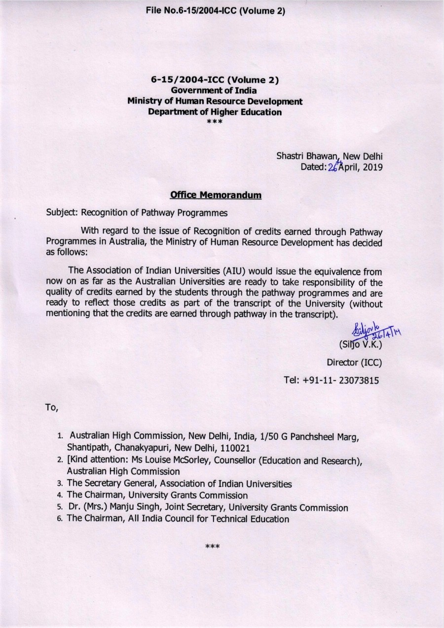 Recognition of Pathway programmes